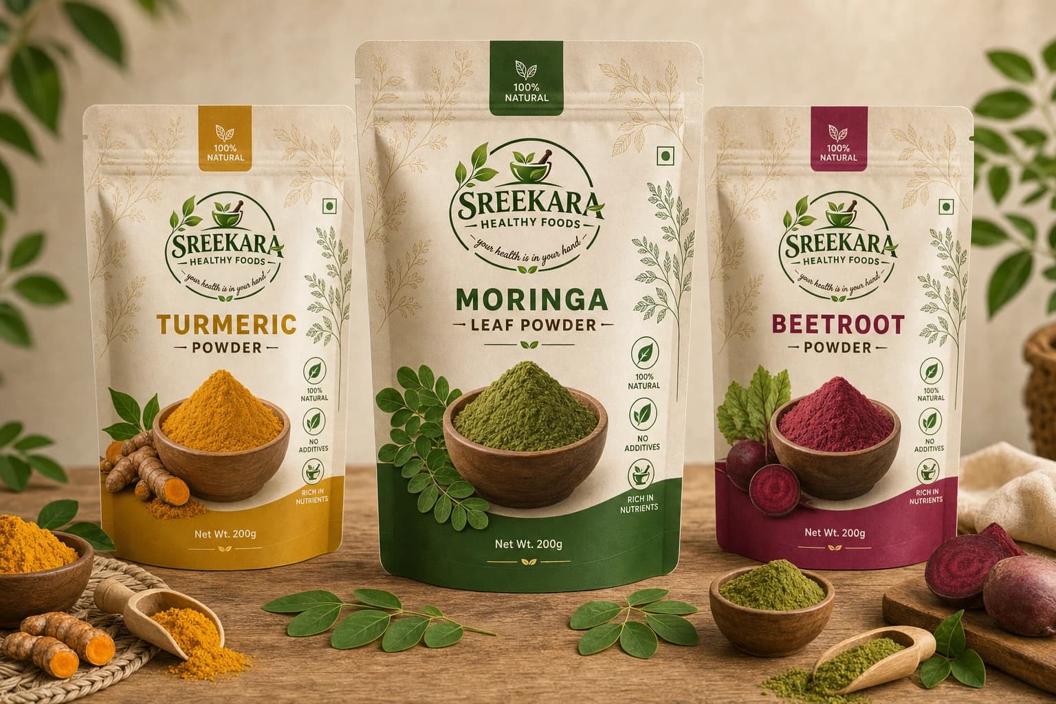 Sreekara Healthy Foods home-made powder pouches